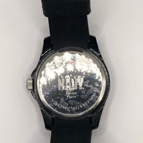 America’s Navy Men's Watch Black Band Navy Blue Face New Battery Clean - Picture 5 of 9